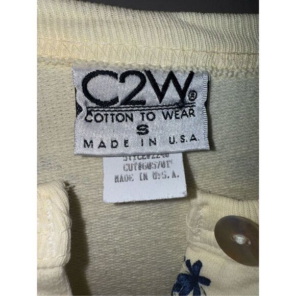 Vintage C2W Cotton To Wear Buttery Yellow Spring Floral Cardigan - Picture 6 of 9